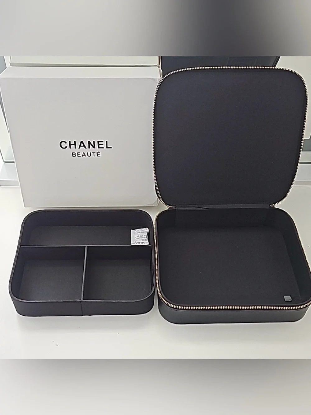 CHANEL Beauty Black Embossed Cosmetic Travel Case NIB